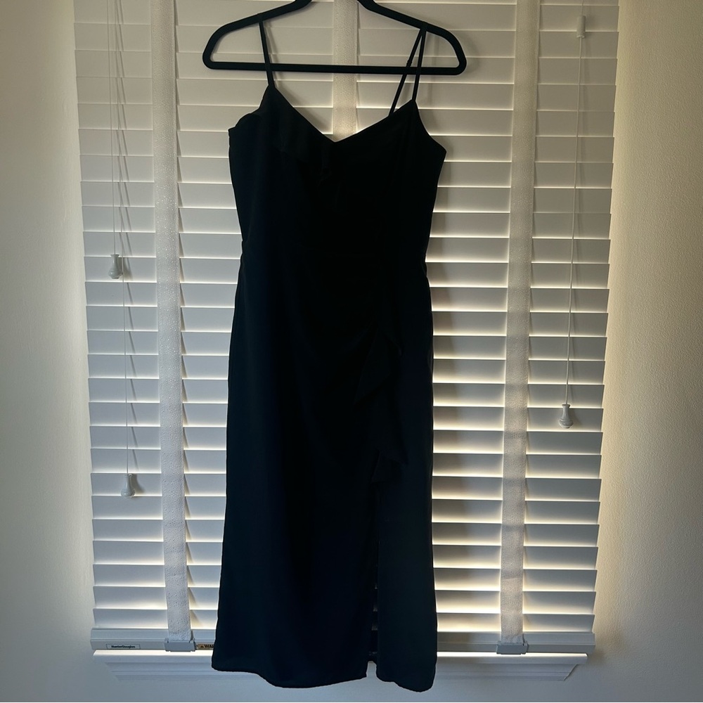 Parker Dress Black Silk Sleeveless Ruffle Midi Dress Size 4
